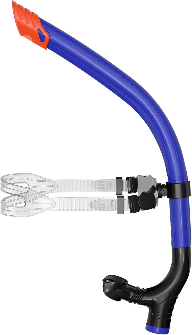 wutrye Swimmer's Snorkel for Lap Swimming, Adult Snorkeling Gear Swim Training, Center-Mount Silicone Mouthpiece One-Way Purge Valve in Pool and Open Water - Image 1